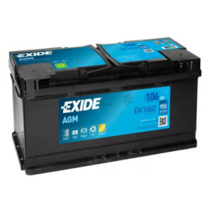 Baterie auto Exide EK1060 AGM – 12 V 106 Ah 950 A EN, start-stop premium cu ciclu extins