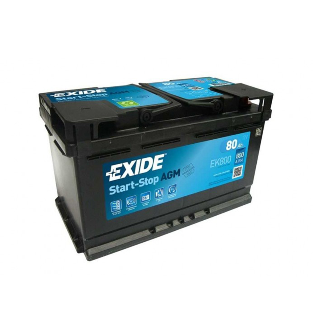 Baterie auto Exide EK800 AGM – 12 V 80 Ah 800 A EN, solutie premium Start-Stop cu tehnologie LifeGrid