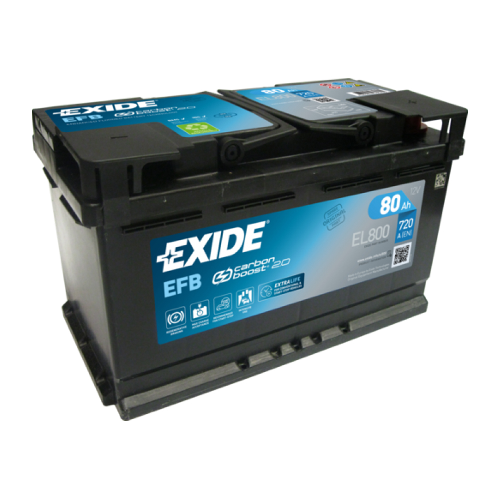 Baterie auto Exide EL800 EFB – 12 V 80 Ah 800 A EN, performanță Start-Stop durabilă și eficientă