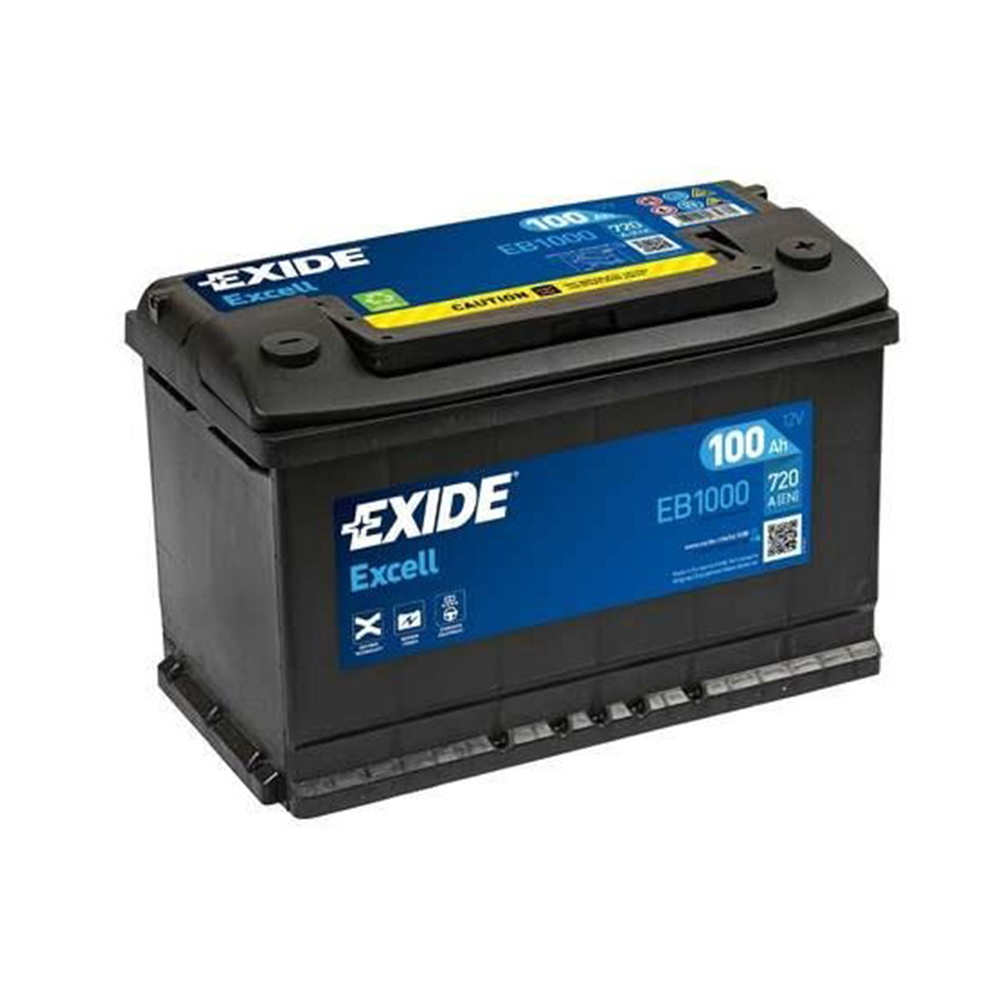 Baterie auto Exide Excell EB1000 – 12V 100Ah 720A EN, capacitate mare și fiabilitate pentru autoturisme moderne