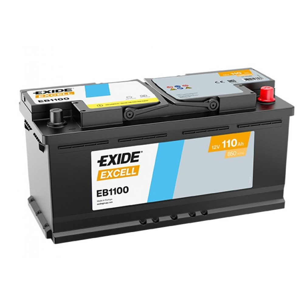 Baterie auto Exide Excell EB1100 – 12 V 110 Ah 850 A EN, performanță și durabilitate pentru autoturisme mari